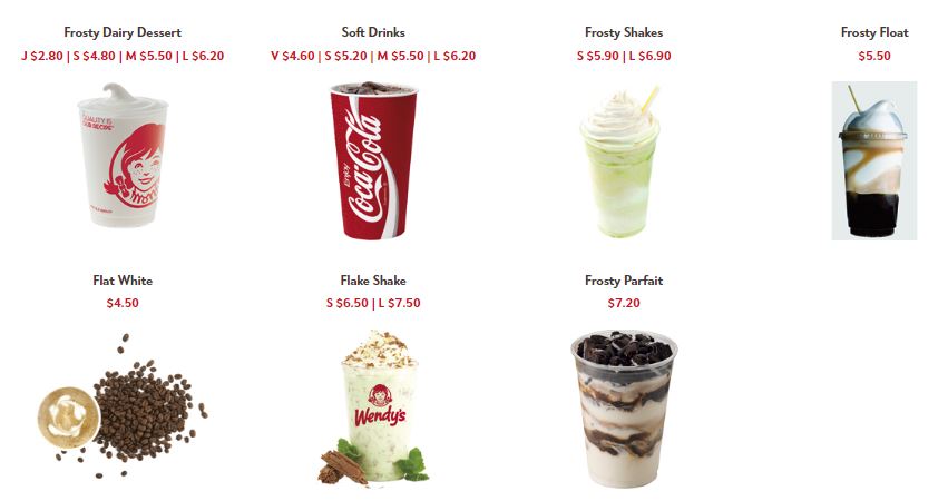 Drinks & Desserts in Wendy's nz Menu