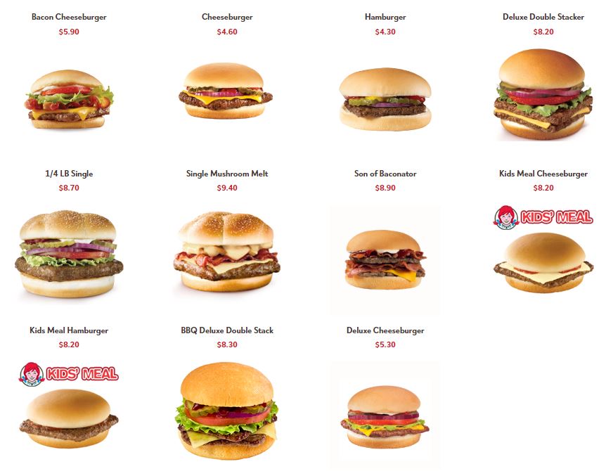 NZ Beef in Wendy's nz Menu